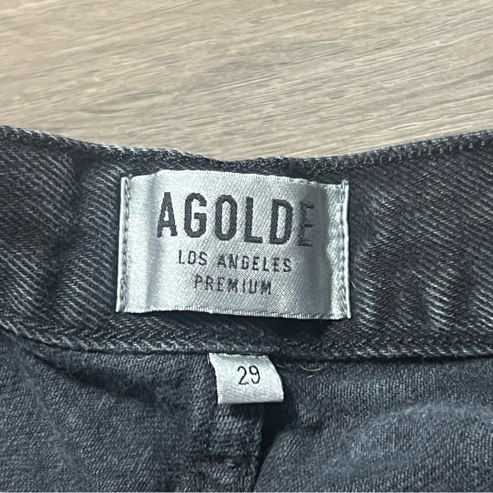Agolde 29 Jean Shorts Black Parker Vintage Cut Off Button Fly High Rise Raw Hem - Picture 3 of 9